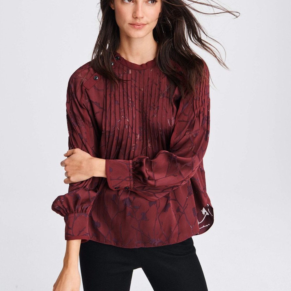 Rag & Bone Burgundy Popover Silk Blouse, size M, Brand New with Tags